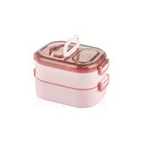 SanalAMCA Store Vagonlife Bento 1000ML Lunchbox Çift Katlı 3 Bölmeli Çelik Sefer Tası Yemek Kutusu (Pembe)