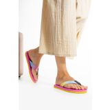 Sanart Shop Canlı Renkler Kadın Kumaşlı Basic Rahat Parmak Arası Acıtmaz Havuz Plaj Terliği Flip Flops