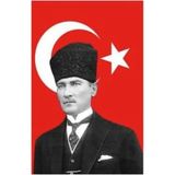 Sanat Atatürklü Saten Türk Bayrağı 50X75 cm - Standart