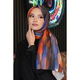 Sanat Desen Turuncu Soft Pamuk Şal Mürdüm