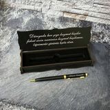 Sanat Hediyelik Öğretmenler Gününe Metal Tükenmez Kalem 1 Adet Mavi Renkli Ahşap Kutu Seti