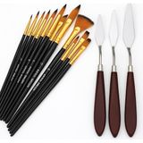 Sanat Malzemeleri Seti 12 Li Fırça Seti 5 Li Metal Spatula Akrilik Yağlıboya Için Profesyonel Sanat Malzemesi Sanatçı Öğrenci Hobi Kullanımı