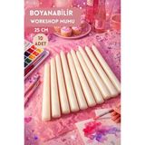 Sanat Sepet İşleri 10’lu Uzun Şamdan Mum | Boyanabilir Taper Mum | Mum Boyama Workshop ve Dekor Mum - Beyaz - 10 Adet