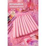 Sanat Sepet İşleri 10’lu Uzun Şamdan Mum | Boyanabilir Taper Mum | Mum Boyama Workshop ve Dekor Mum - Pembe - 10 Adet