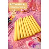 Sanat Sepet İşleri 10’lu Uzun Şamdan Mum | Boyanabilir Taper Mum | Mum Boyama Workshop ve Dekor Mum - Sarı - 10 Adet