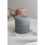 Sanat Sepet İşleri Büyük Boy Iskandinav Tarzı Dokulu Blok-Silindir Dekoratif Mum - 10 x 10 cm - Haki