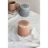 Sanat Sepet İşleri Büyük Boy Iskandinav Tarzı Dokulu Blok-Silindir Dekoratif Mum - 10 x 10 cm - Kahve