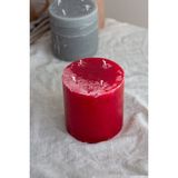 Sanat Sepet İşleri Büyük Boy Iskandinav Tarzı Dokulu Blok-Silindir Dekoratif Mum - 10 x 10 cm - Kırmızı