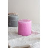 Sanat Sepet İşleri Büyük Boy Iskandinav Tarzı Dokulu Blok-Silindir Dekoratif Mum - 10 x 10 cm - Pembe