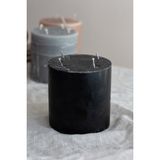 Sanat Sepet İşleri Büyük Boy Iskandinav Tarzı Dokulu Blok-Silindir Dekoratif Mum - 10 x 10 cm - Siyah
