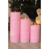Sanat Sepet İşleri Iskandinav Dev, Büyük Boy Silindir-Sütun-Blok Mum Seti - 45, 35, 25 cm - Pembe