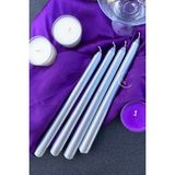 Sanat Sepet İşleri Premium Seri Kokulu Gümüş Rengi Sedefli Konik Şamdan Mum 4'lü Set - 4 Adet