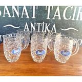 Sanat Taciri 1 Adet 0.5l Vintage Efes Pilsen Bira Bardağı Kristal Kesim Kulplu Bira Bardağı - Mavi