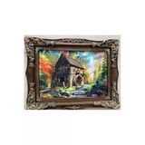 SANAT TACİRİ 85X67Cm Orman Evi Dağ Evi Temali Hali Ahşap Çerçeveli Dokuma İran Halisi Tablosu Muhteşem Renkler