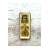 Sanat Taciri Vintage Deri Anahtarlık Altın Sarısı Metal Anahtarlık