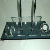 SANATBLOĞU AGORA FÜME GÜMÜŞ VARAK AYAKLI KRİSTAL MASA İSİMLİĞİ OFİS HEDİYELİK CLK-1577