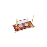 SANATBLOĞU Ahşap Desenli Gold Varank Kristal Kartvizit Alanlı Ofis Masa İsimlik Seti CLK-809