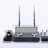 SANATBLOĞU AMAZON SİYAHI PREMİUM MERMER SET Masa İsimliği Gümüş 2 Ofis Masa İsimlik CLK-2012