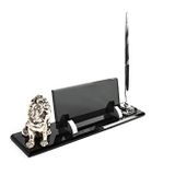 SANATBLOĞU ASLAN LEON BİBLOLU OFİS MASA İSİMLİK SUBLİMASYON BASKILI FÜME KRİSTAL MASA İSİMLİĞİ GÜMÜŞ SET CLK-1317