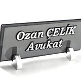 SANATBLOĞU KABARTMA Premium Füme Kristal Masa İsimlik CLK-545