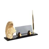 SANATBLOĞU KARTAL BÜST ALTIN BİBLOLU FÜME KRİSTAL MASA İSİMLİK CLK-2013
