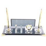 SANATBLOĞU KRİSTAL FÜME SET MASA İSİMLİĞİ PREMİUM ŞIK OFİS HEDİYELİK CLK-487