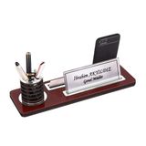 SANATBLOĞU MAYA MASİF MASA İSİMLİĞİ CEVİZ RENK GÜMÜŞ SET AHŞAP ORGANİZER CLK-1901