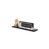 SANATBLOĞU MODERN GÖRÜNÜMLÜ ASLAN ALTIN BİBLOLU FÜME OFİS MASA İSİMLİK CLK-1814