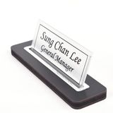 SANATBLOĞU Ofis Masası Ahşap Masa İsimlik Şık ve Sade Gümüş Bölmeli Ofis Masası Dekoru CLK-1204