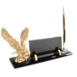 SANATBLOĞU SUBLİMASYON BASKILI FÜME KRİSTAL MASA İSİMLİĞİ ALTIN SET UÇAN KARTAL BİBLOLU OFİS MASA İSİMLİK CLK-1296