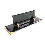 SANATBLOĞU SUBLİMASYON BASKILI FÜME KRİSTAL MASA İSİMLİĞİ ALTIN VARANK AYAKLI SET OFİS MASA İSİMLİK CLK-1030