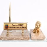 SANATBLOĞU VİP OTURAN ASLAN EFES KREM SET MASA İSİMLİK OFİS HEDİYELİK CLK-952