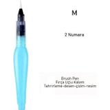 Sanathobi Fırça Uçlu, Brush Pen, Sulu Boya, Su ve Mürekkep Hazneli, Boyama Kalem Mavi-M Beden