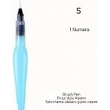 Sanathobi Fırça uçlu, brush pen, sulu boya, su ve mürekkep hazneli, boyama kalem mavi-S beden