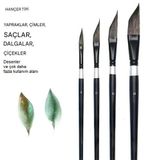 Sanathobi Resim sulu boya eğimli fırça seti, seramik, tezhip, minyatür, çiçek boyama 4 Adet-Set