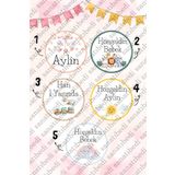 sanatıbedi 100 Adet Baby Shower, Doğum Günü, Hoşgeldin Bebek, Mevlüt Bebek Etiketi - Isim Özel Sticker -