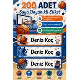 Sanatıbedi 200 Adet Suya Dayanıklı Basketbol Okul Etiketi | Kalem Defter Kitap Suluk Için Isim Sticker Çıkartma Seti