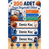 sanatıbedi 200 Adet Suya Dayanıklı Basketbol Okul Etiketi - Kalem Defter Kitap Suluk için Sticker