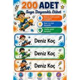 Sanatıbedi 200 Adet Suya Dayanıklı Kaykay Okul Etiketi | Kalem Defter Kitap Suluk Için Isim Sticker Çıkartma Seti