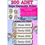 sanatıbedi 200 Adet Suya Dayanıklı Kişiye Özel Okul Etiketi-defter Kalem Kitap Suluk Için Sticker-