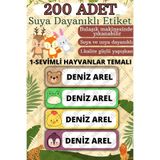 sanatıbedi 200 Adet Suya Dayanıklı Okul Etiketi Kalem Defter Özel Isim Yazılabilen Etiket Sticker