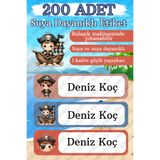 sanatıbedi 200 Adet Suya Dayanıklı Okul Etiketi - Kalem Defter Suluk Özel Isim Yazılabilen Korsan Sticker
