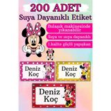sanatıbedi 200 Adet Suya Dayanıklı Okul Etiketi Kişiye Özel Kalem Defter Kitap Sticker