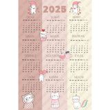 Sanatıbedi 2025 Kedi Temalı Takvim - Arkası Yapışkanlı Cam -Kapı -Duvar Için Sticker Takvim 42X30 cm