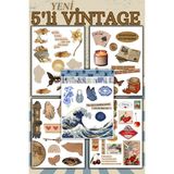 sanatıbedi 5 Sayfa Vintage Sticker Seti - Ajanda Bullet Journal Scrapbook Laptop Telefon Için Etiket