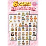 sanatıbedi 6’lı Suya Dayanıklı Kedi Sticker - Laptop Ajanda Bullet Journal Motor Kask Matara Defter için Etiket