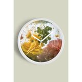 Sanatsal Çiçek Tasarımlı Modern Duvar Saati - 25cm - Önü Camlı Beyaz Kasa - Sessiz Mekanizma, JH0763S25BKP