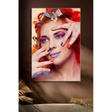 Sanatsal Makyaj Ve Saç Tasarımı Dikey Kanvas Tablo Tekli Kuaför Güzellik Salonu Nail Art 3428