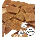 Sanatsal Mozaik Çalışmalarınız Için 20X20 mm (2x2 Cm) Renkli Cam Mozaik Taşı - Açık Kahverengi