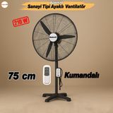 Sanayi Tipi 75 Cm 210W Ayaklı Kumandalı Vantilatör Sessiz Geniş Alanlara Uygun Endüstriyel Güçlü Fan